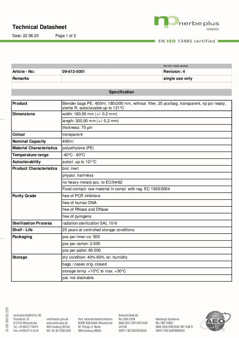 

Technical Datasheet 09 613 5001

