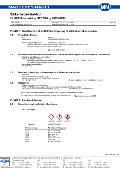 

985622 Sikkerhedsdatablad

