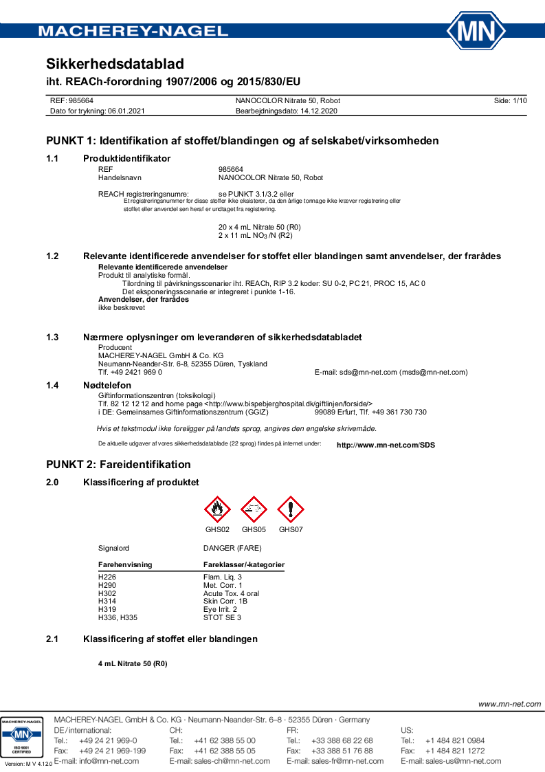 

985664 Sikkerhedsdatablad

