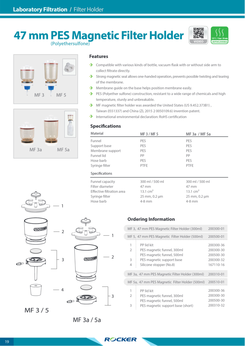 

PES Magnetic Filter Holders MF 3 and MF 5

