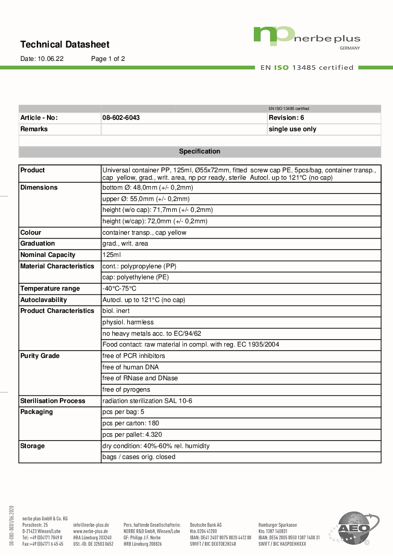 

Technical Datasheet 08 602 6043

