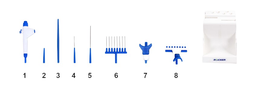 1-kanal spids adapter m/ejektor, mørk blå