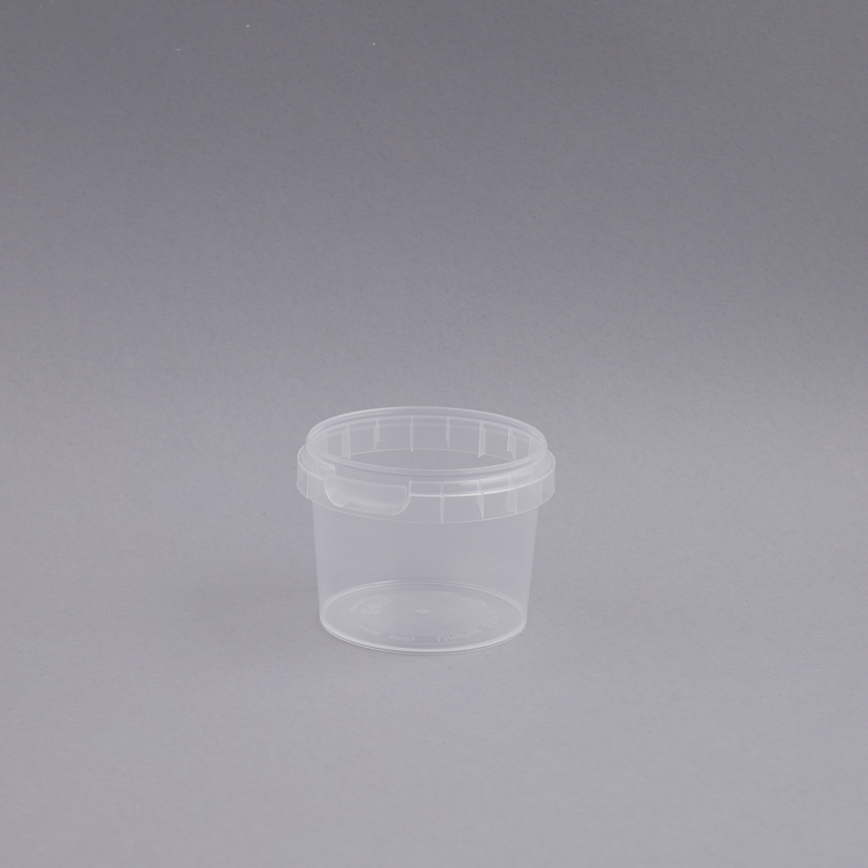 Plastbøtte 120 ml. Klar PP u/låg Ø: 69 mm - H: 51 MM