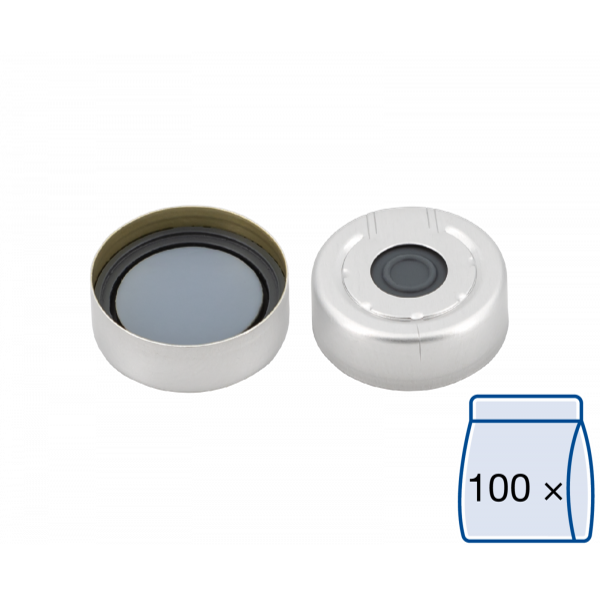 Crimp låg til N20 vial trykudligning Butyl/PTFE septum