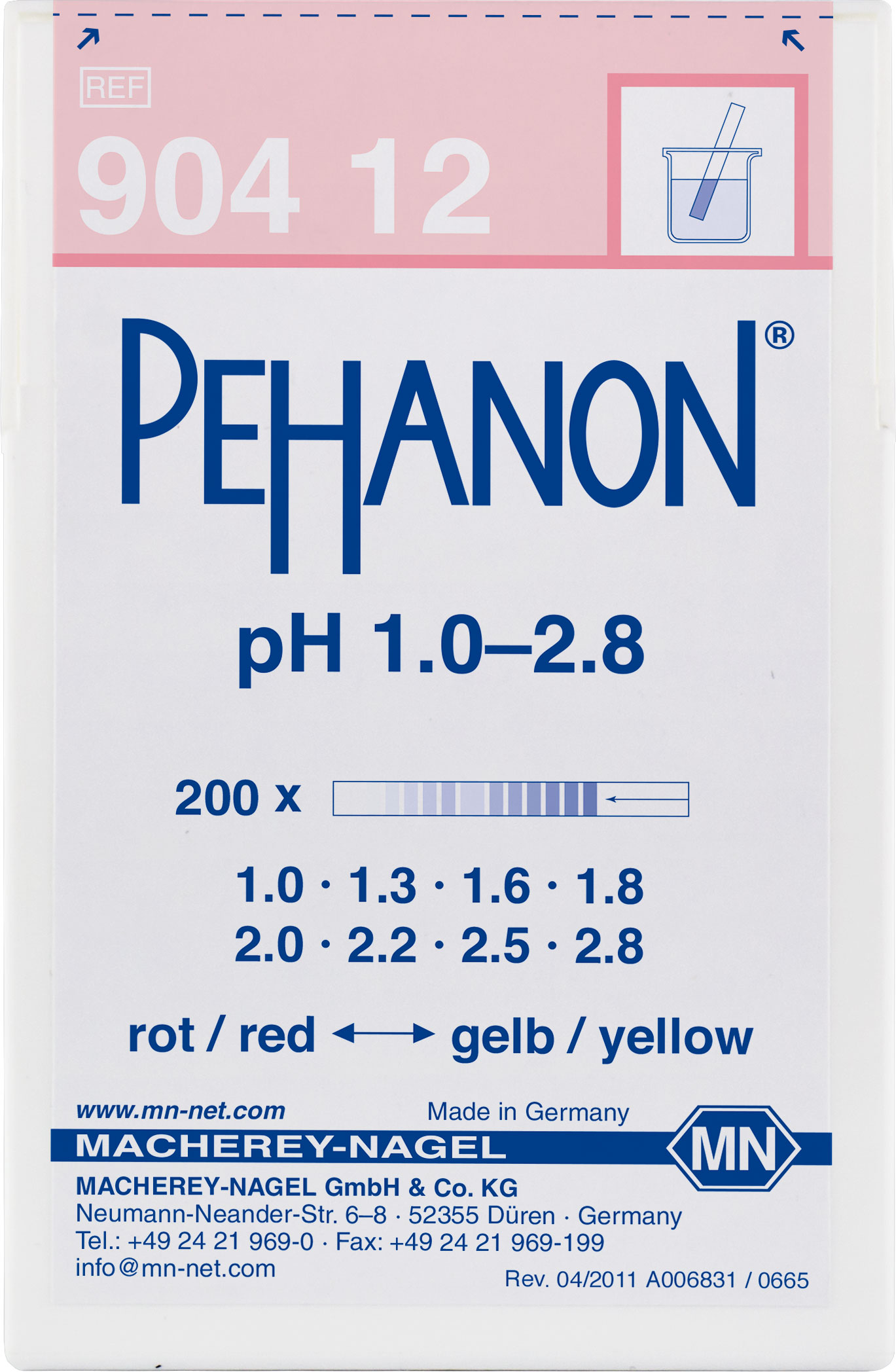 Indikatorstrimmel PEHANON pH 1-0 - 2-8