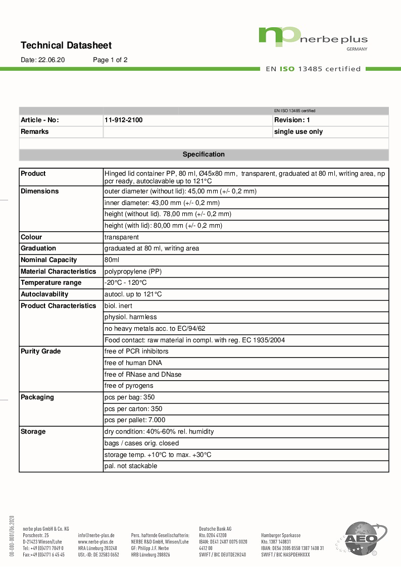 

Technical Datasheet 11 912 2100

